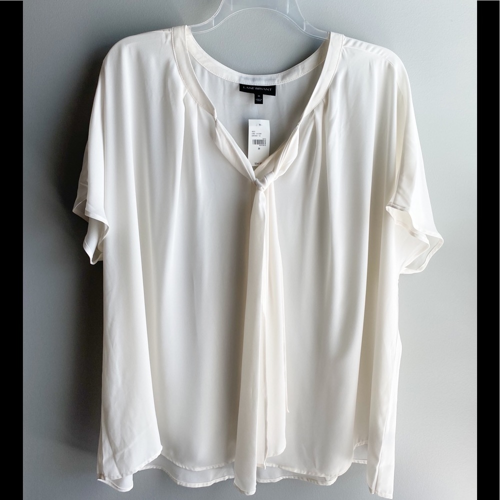 Lane Bryant / Off-White Tie-Neck Top - 26 (NWT)